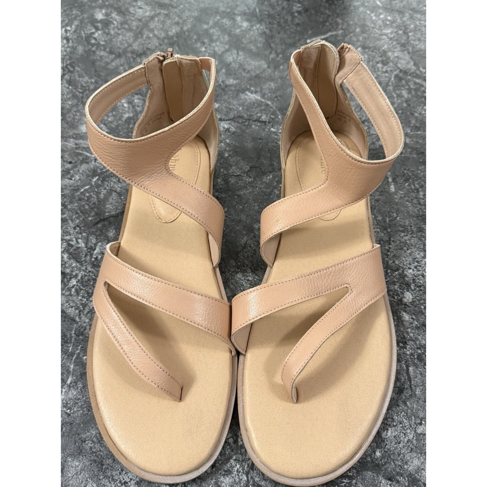 Böhme Womens Faux Leather Gladiator Ankle Wrap Sandals Beige Size 10